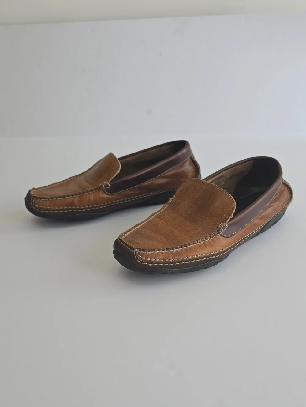 L.L. Bean Men's Allagash Bison Leather Driving Loafers  Mocs Two Tone Size 10